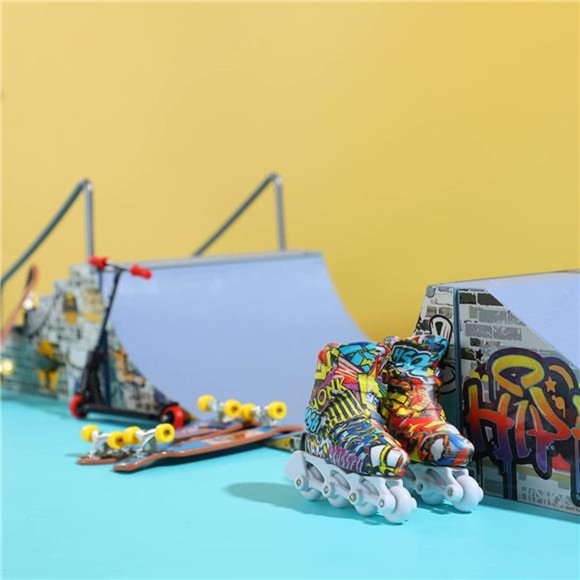 Finger Skateboard Ramp Set, Fingerboard Skate Park Kit with Fingerboard Rai - Picture 7 of 7